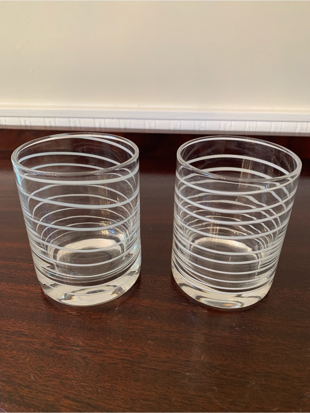 Kate Spade Clear Glass Tumbler Set with White Swirl Accent